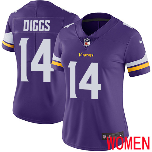 Minnesota Vikings #14 Limited Stefon Diggs Purple Nike NFL Home Women Jersey  Vapor Untouchable->youth nfl jersey->Youth Jersey
